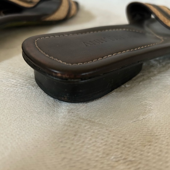 Vintage Ann Taylor Basket Weave and Brown Strap Slip On Style Sandal - Picture 8 of 9